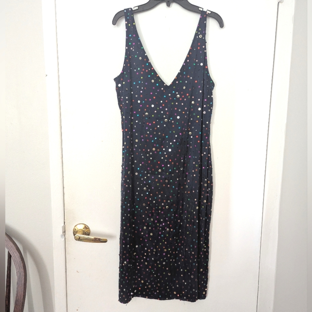 100% Silk Beaded Dress M